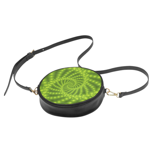 Glossy Lime Green  Beads Spiral Fractal Round Sling Bag (Model 1647)