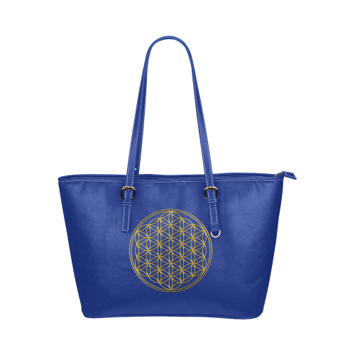 FLOWER OF LIFE gold Leather Tote Bag/Large (Model 1651)