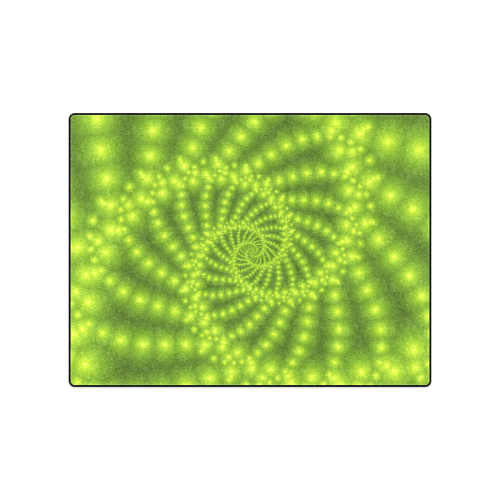 Glossy Lime Green  Beads Spiral Fractal Blanket 50"x60"