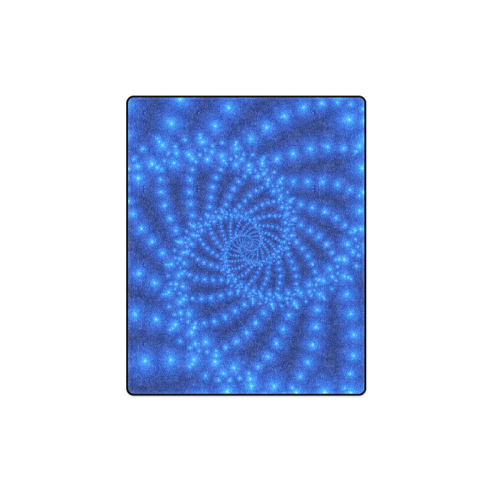 Glossy Royal Blue Beads Spiral Fractal Blanket 40"x50"