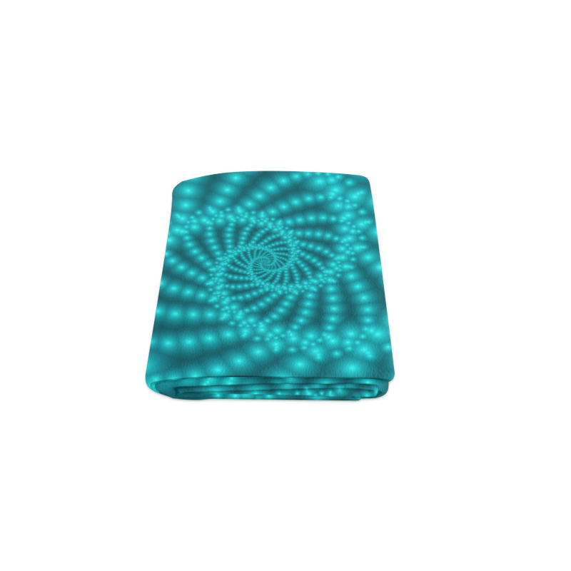 Glossy Turquoise  Beads Spiral Fractal Blanket 40"x50"