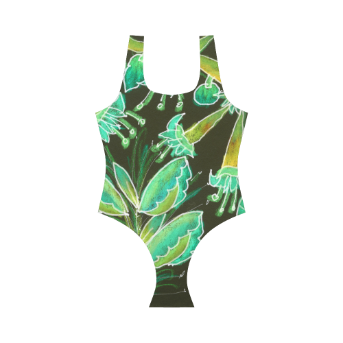 Irish Garden, Lime Green Flowers Dance in Joy Vest One Piece Swimsuit (Model S04)