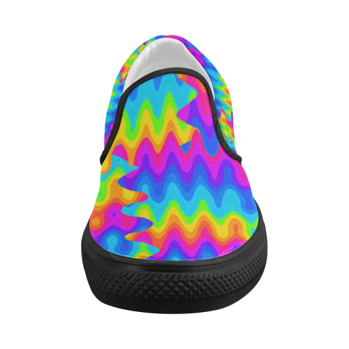 Amazing Acid Rainbow Women's Slip-on Canvas Shoes (Model 019)