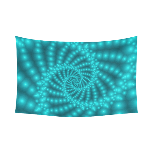 Glossy Turquoise  Beads Spiral Fractal Cotton Linen Wall Tapestry 90"x 60"