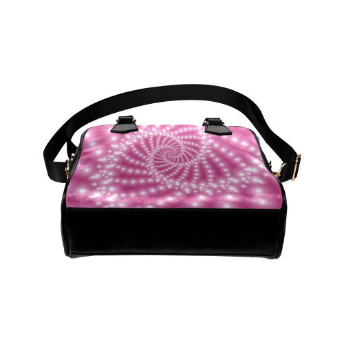 Glossy Pink Beads Spiral Fractal Shoulder Handbag (Model 1634)