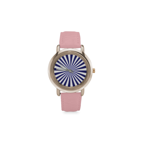 Blue Spiral Women's Rose Gold Leather Strap Watch(Model 201)