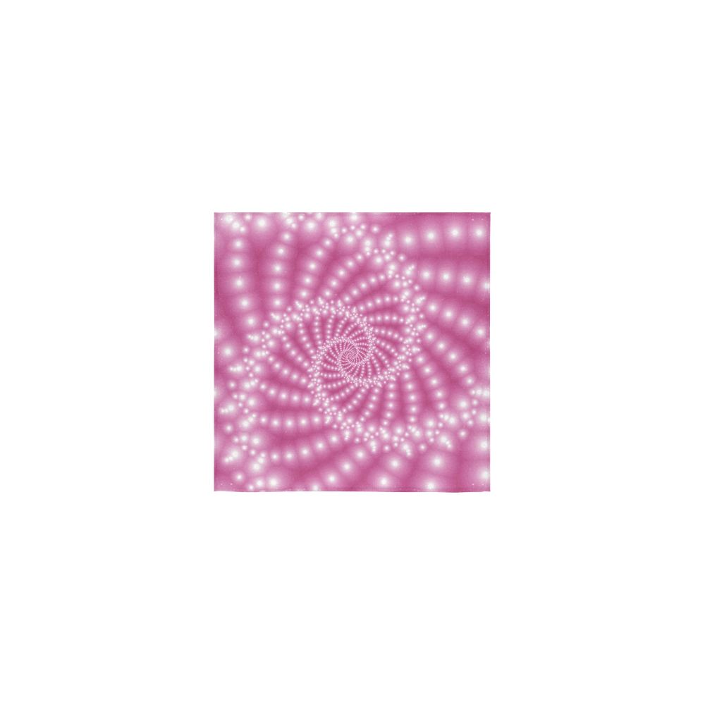 Glossy  Pink   Beads Spiral Fractal Square Towel 13“x13”