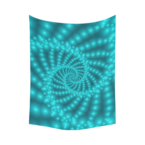 Glossy Turquoise  Beads Spiral Fractal Cotton Linen Wall Tapestry 80"x 60"