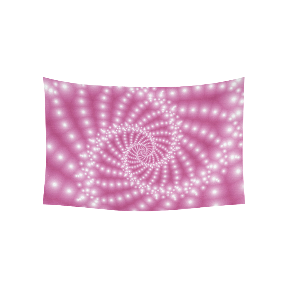 Glossy  Pink   Beads Spiral Fractal Cotton Linen Wall Tapestry 60"x 40"