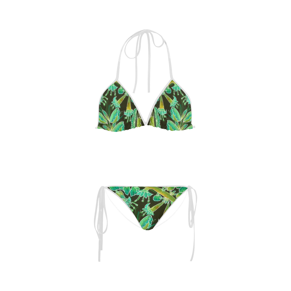 Irish Garden, Lime Green Flowers Dance in Joy Custom Bikini Swimsuit