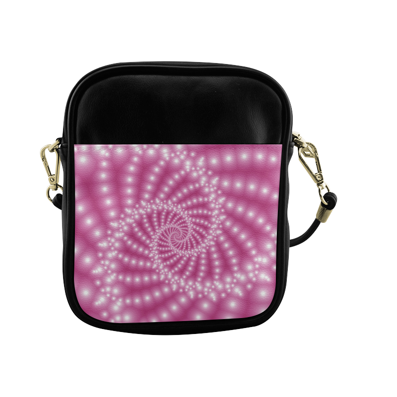 Glossy  Pink Beads Spiral Fractal Sling Bag (Model 1627)