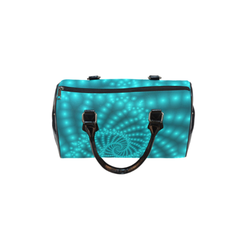 Glossy Turquoise  Beads Spiral Fractal Boston Handbag (Model 1621)