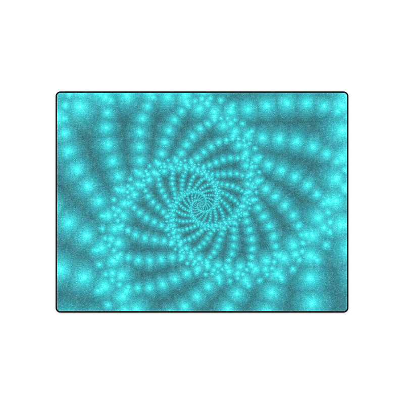 Glossy Turquoise  Beads Spiral Fractal Blanket 50"x60"