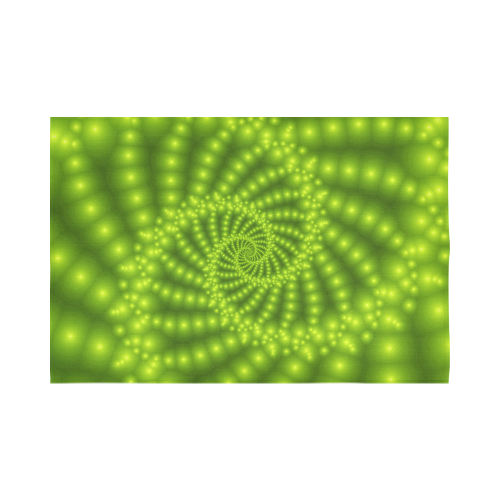 Glossy Lime Green  Beads Spiral Fractal Cotton Linen Wall Tapestry 90"x 60"