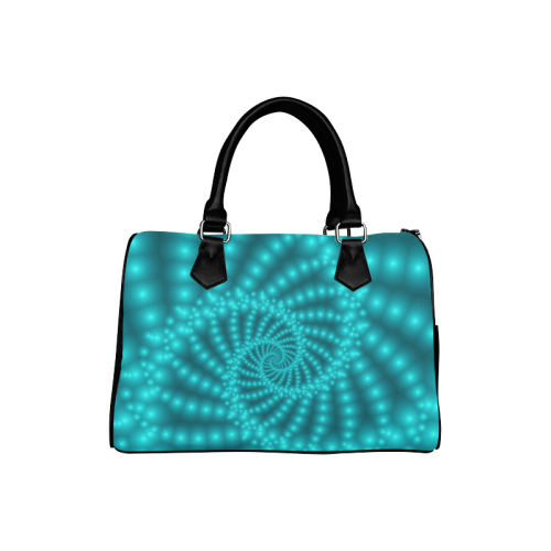 Glossy Turquoise  Beads Spiral Fractal Boston Handbag (Model 1621)