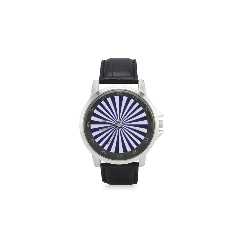 Blue Spiral Unisex Stainless Steel Leather Strap Watch(Model 202)