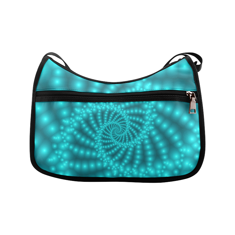 Glossy  Turquoise Beads Spiral Fractal Crossbody Bags (Model 1616)