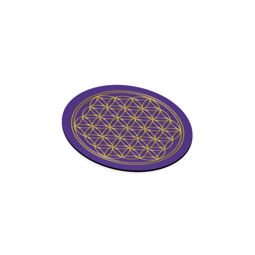 FLOWER OF LIFE gold Round Coaster