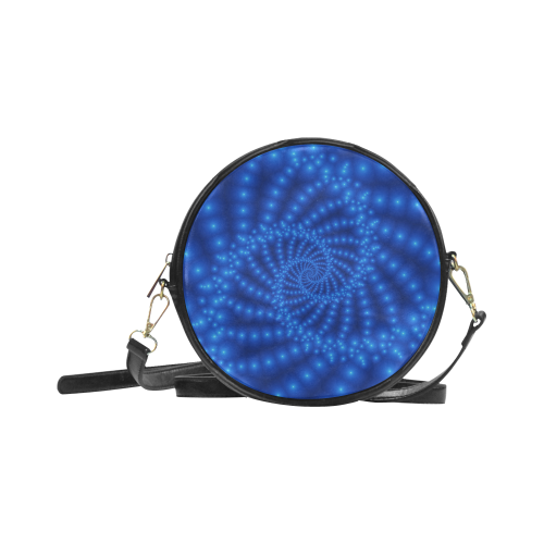 Glossy  Royal Blue Beads Spiral Fractal Round Sling Bag (Model 1647)