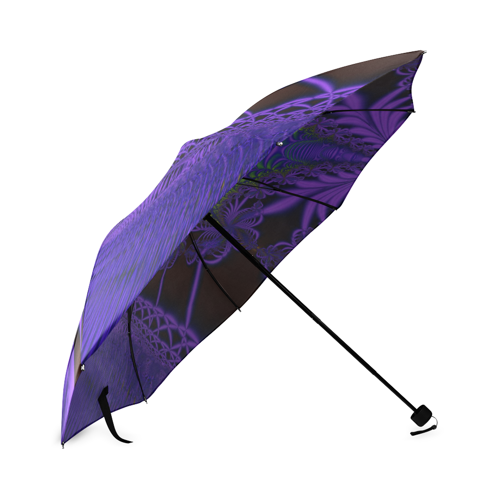 Blue and Purple Lace Fractal Foldable Umbrella (Model U01)