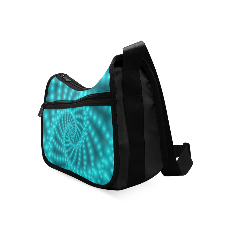 Glossy  Turquoise Beads Spiral Fractal Crossbody Bags (Model 1616)