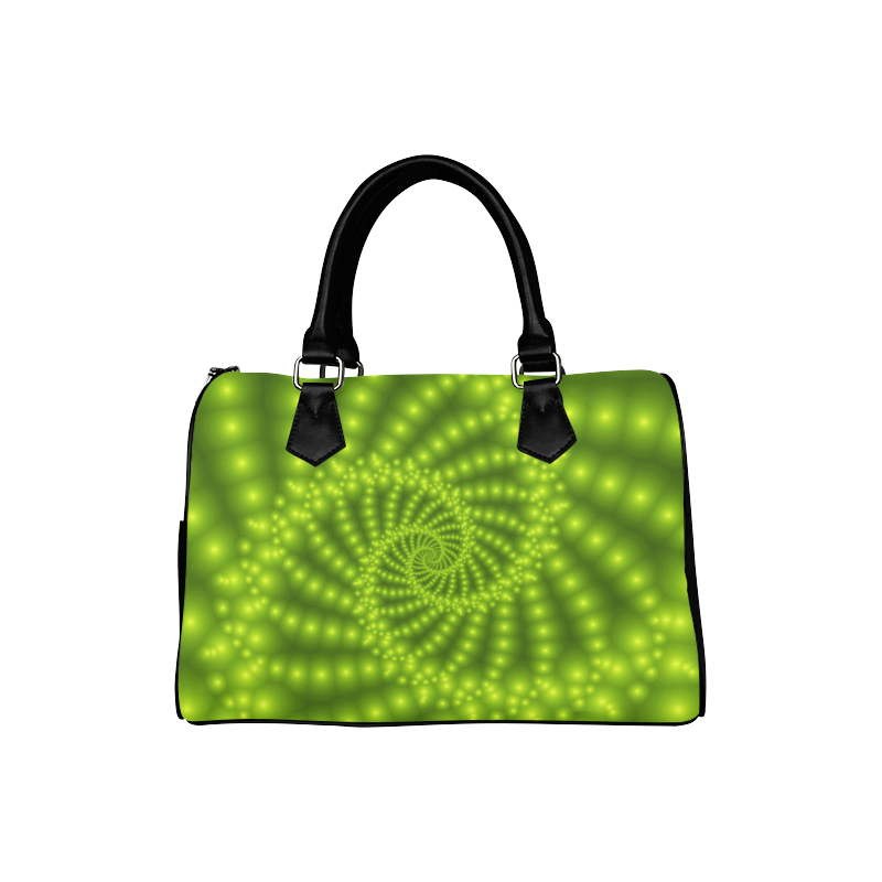 Glossy Lime Green  Beads Spiral Fractal Boston Handbag (Model 1621)