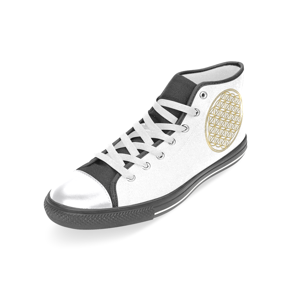 FLOWER OF LIFE gold Women's Classic High Top Canvas Shoes (Model 017)