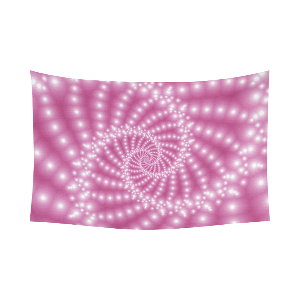 Glossy  Pink   Beads Spiral Fractal Cotton Linen Wall Tapestry 90"x 60"