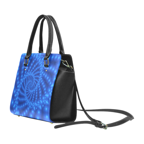Glossy Royal Blue Beads Spiral Fractal Classic Shoulder Handbag (Model 1653)