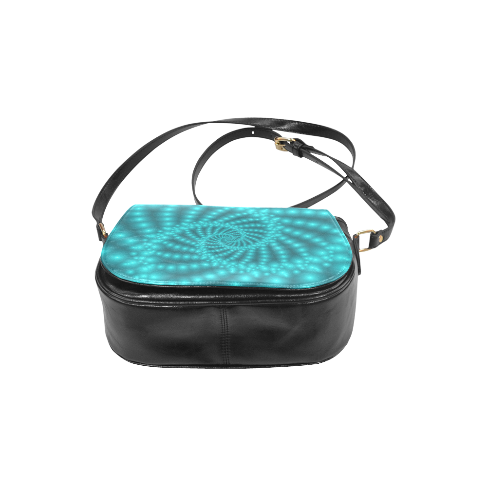 Glossy Turquoise  Beads Spiral Fractal Classic Saddle Bag/Large (Model 1648)