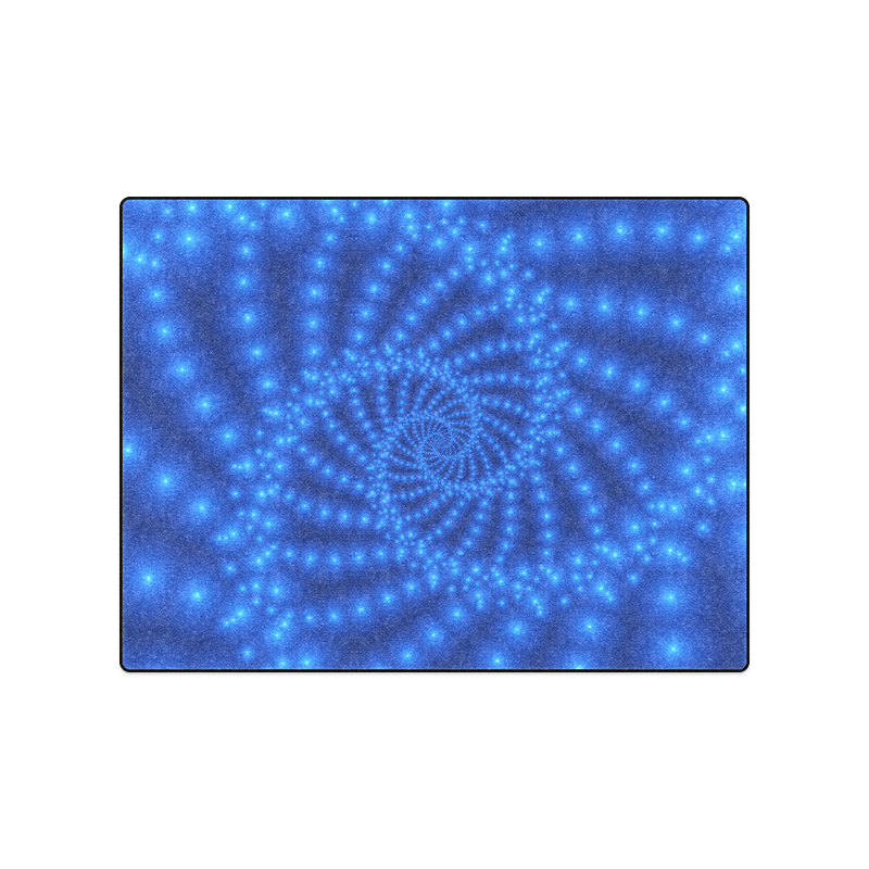 Glossy Royal Blue Beads Spiral Fractal Blanket 50"x60"