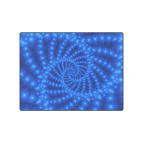 Glossy Royal Blue Beads Spiral Fractal Blanket 50"x60"
