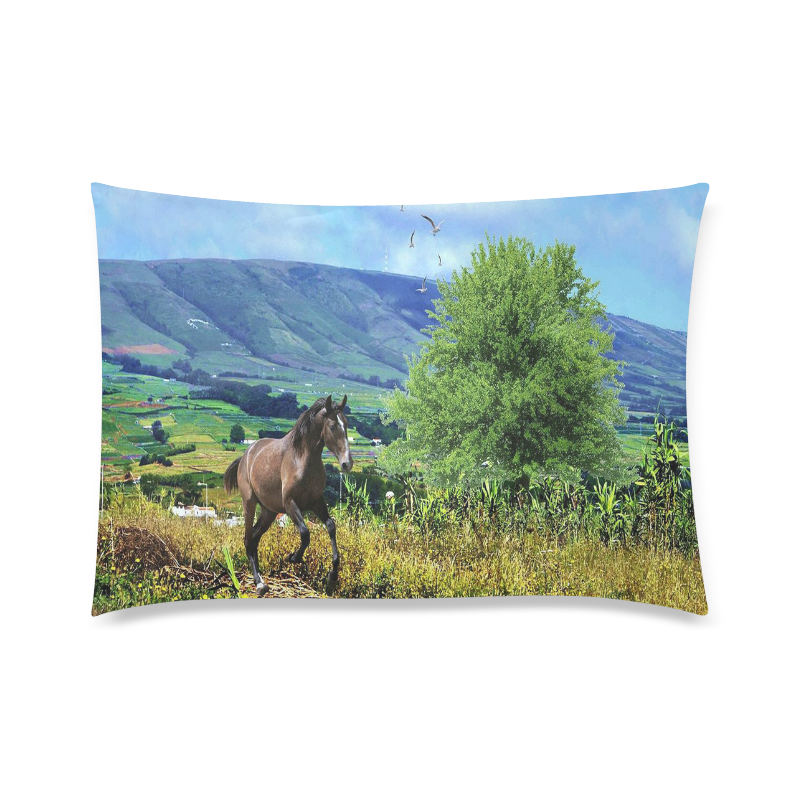 Mountain Side Gallop Custom Zippered Pillow Case 20"x30" (one side)