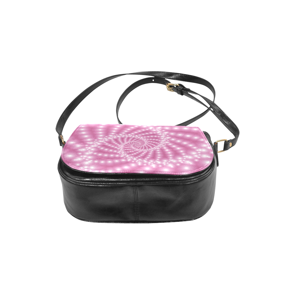 Glossy Pink Beads Spiral Fractal Classic Saddle Bag/Large (Model 1648)