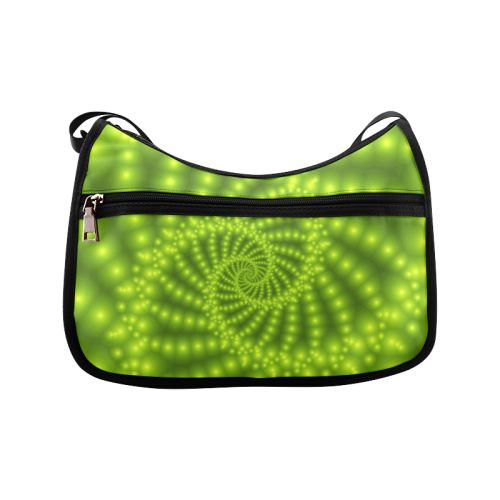 Glossy Lime Green  Beads Spiral Fractal Crossbody Bags (Model 1616)