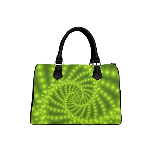 Glossy Lime Green  Beads Spiral Fractal Boston Handbag (Model 1621)