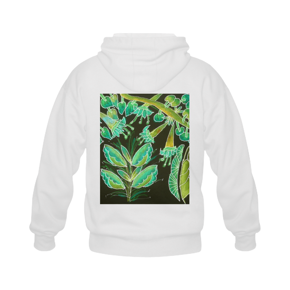 Irish Garden, Lime Green Flowers Dance in Joy Gildan Full Zip Hooded Sweatshirt (Model H02)