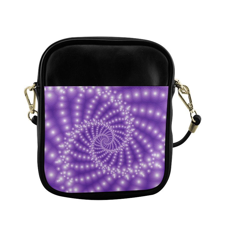 Glossy  Purple Beads Spiral Fractal Sling Bag (Model 1627)