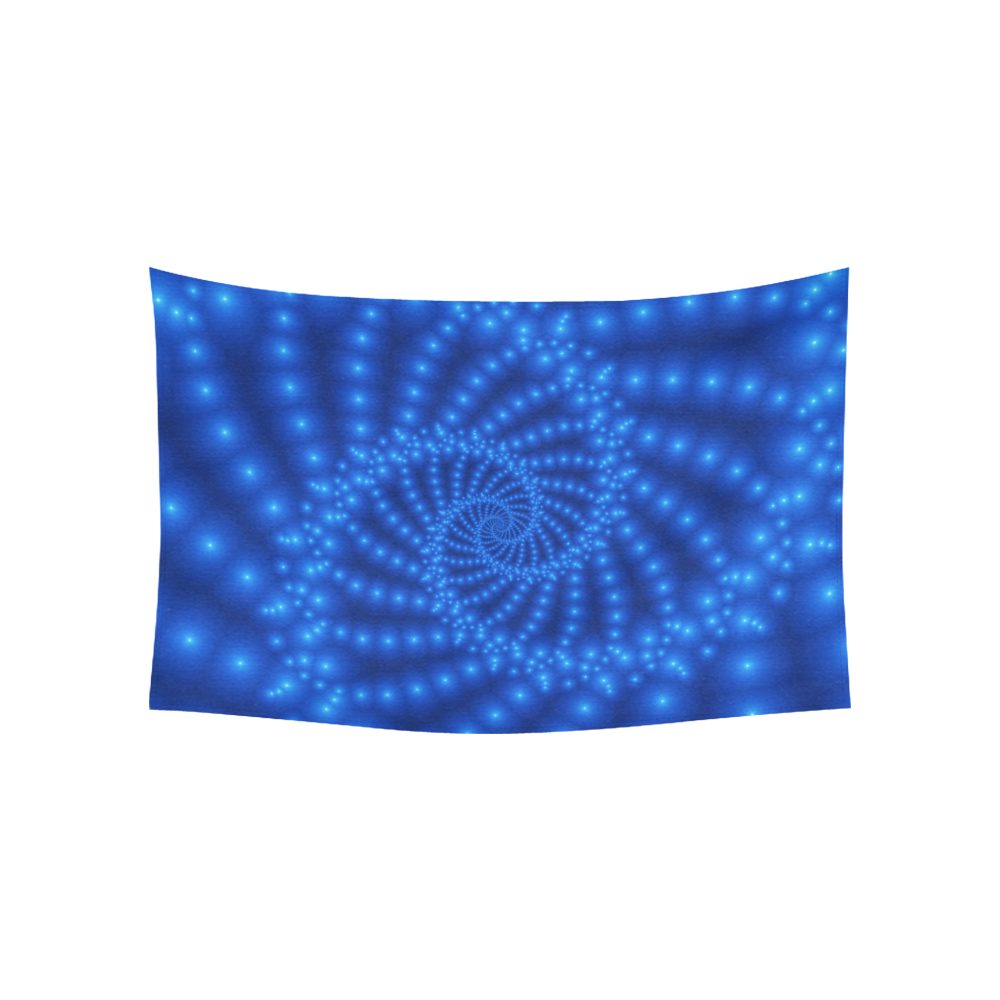 Glossy Royal Blue Beads Spiral Fractal Cotton Linen Wall Tapestry 60"x 40"