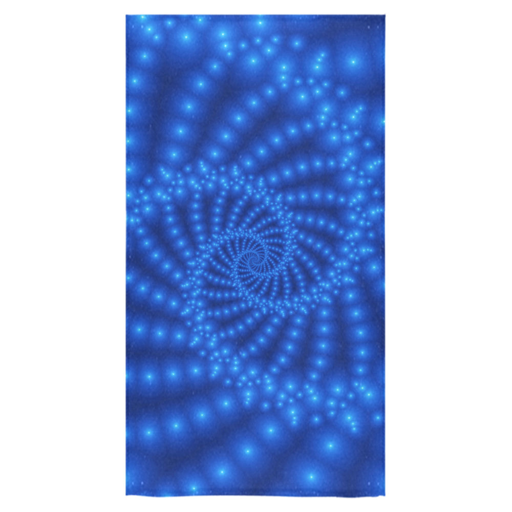 Glossy  Royal Blue  Beads Spiral Fractal Bath Towel 30"x56"