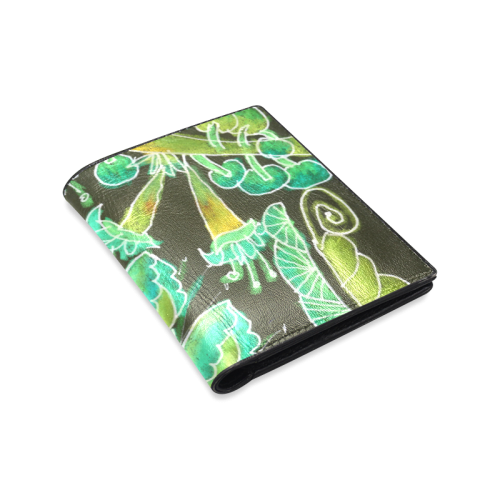 Irish Garden, Lime Green Flowers Dance in Joy Men's Leather Wallet (Model 1612)