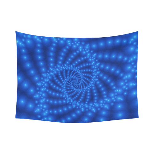 Glossy Royal Blue Beads Spiral Fractal Cotton Linen Wall Tapestry 80"x 60"