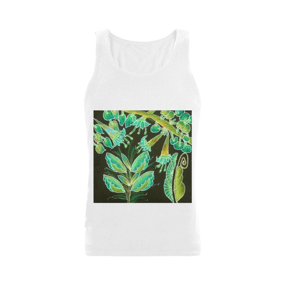 Irish Garden, Lime Green Flowers Dance in Joy Men's Shoulder-Free Tank Top (Model T33)