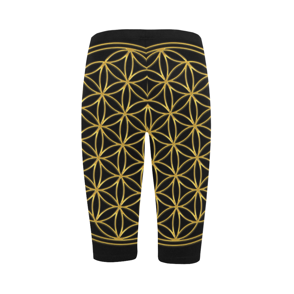 FLOWER OF LIFE gold Hestia Cropped Leggings (Model L03)