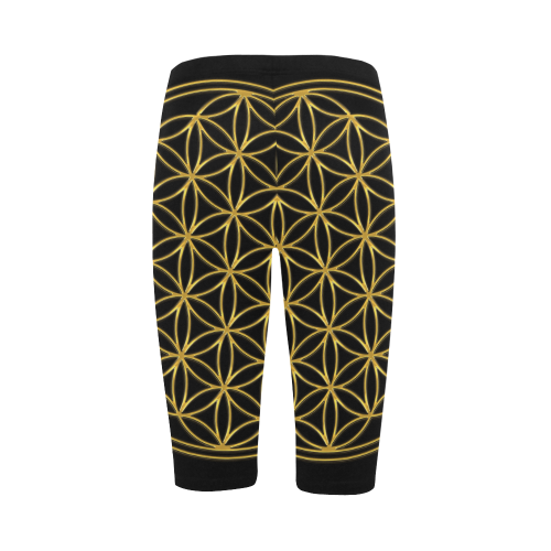 FLOWER OF LIFE gold Hestia Cropped Leggings (Model L03)