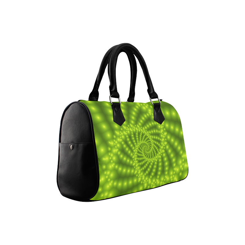 Glossy Lime Green  Beads Spiral Fractal Boston Handbag (Model 1621)