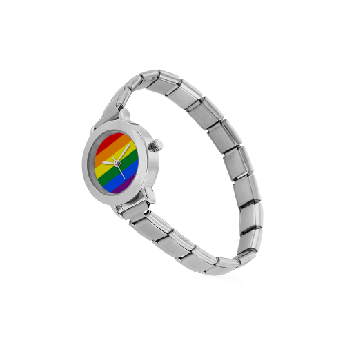 Gay Pride Rainbow Flag Stripes Women's Italian Charm Watch(Model 107)