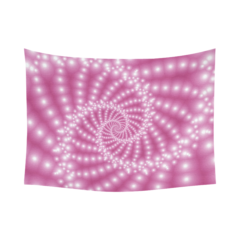 Glossy  Pink   Beads Spiral Fractal Cotton Linen Wall Tapestry 80"x 60"