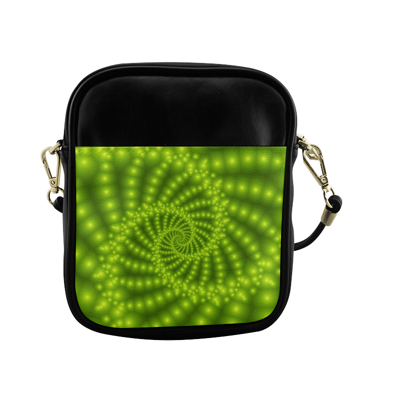 Glossy Lime Green  Beads Spiral Fractal Sling Bag (Model 1627)