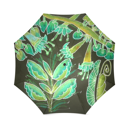 Irish Garden, Lime Green Flowers Dance in Joy Foldable Umbrella (Model U01)